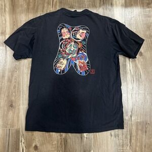 Ronin Oni Hannya Mask T Shirt L Black Japanese Tattoo Streetwear Core tee